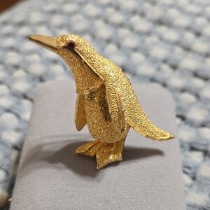 Gold Penguin Brooch